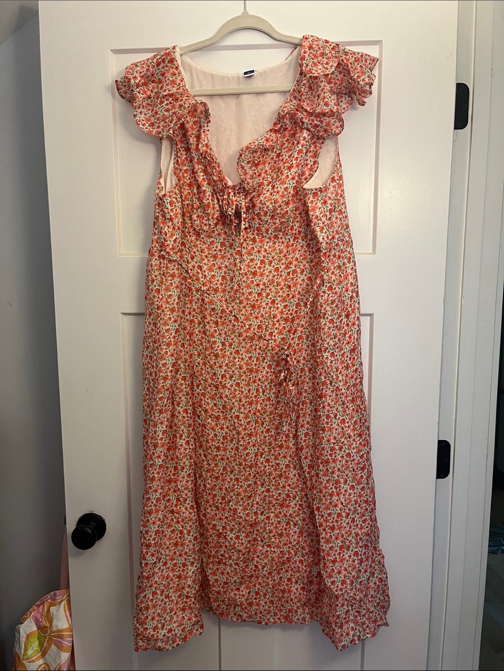 Old Navy Pink and Orange Floral Ruffle Sundress